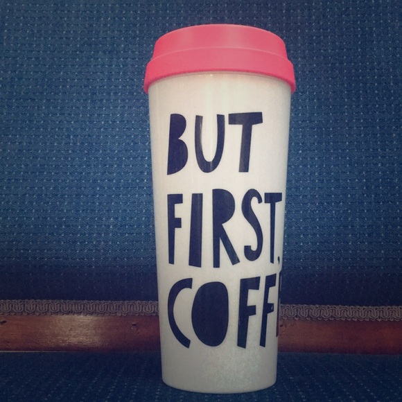 “But first COFFEE” mug super cute with pink lid☕️ - Picture 1 of 4